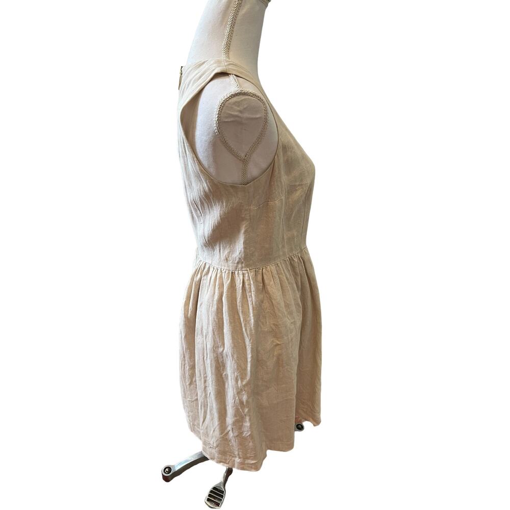 Michael Kors Linen Sleeveless Summer Dress Oatmeal 6 - Picture 3 of 7